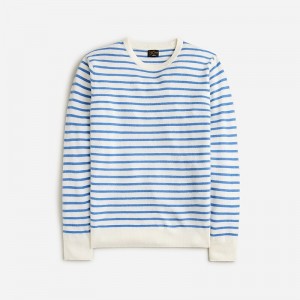 Ivory Amalfi Blue Strip J.Crew Cashmere jacquard crewneck sweater | J.Crew Factory | IKQJF6801