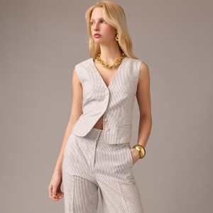 Ivory Grey Lurex J.Crew Collection suit vest in Italian linen blend with Lurex® metallic threads | J.Crew Factory | DCPHV6925