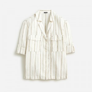 Ivory J.Crew Camp-collar shirt in featherweight linen blend | J.Crew Factory | SJGWY2684