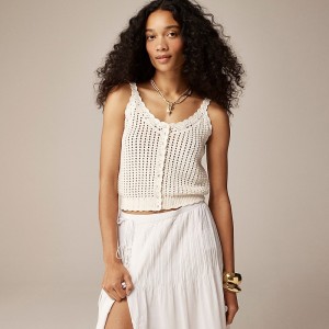 Ivory J.Crew Crochet button-up sweater-tank | J.Crew Factory | YLWQD0897