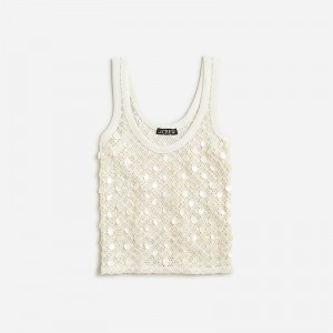 Ivory J.Crew Crochet shell-embroidered tank top | J.Crew Factory | URHYC2974