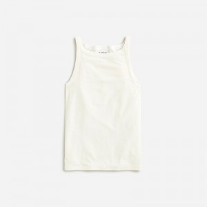 Ivory J.Crew High-neck tank top stretch linen blend | J.Crew Factory | PAGTQ8469