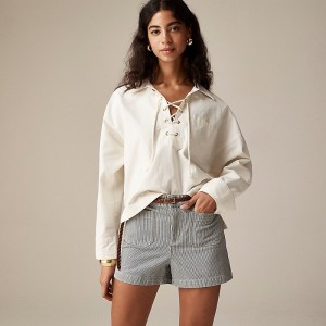 Ivory J.Crew Lace-up pullover shirt | J.Crew Factory | EDOSY6472