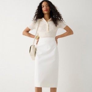 Ivory J.Crew No. 3 Pencil skirt in bi-stretch cotton blend | J.Crew Factory | TCPOR7185