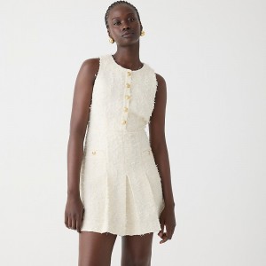 Ivory J.Crew Pleated mini dress in textured tweed | J.Crew Factory | SKJWD6179