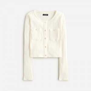 Ivory J.Crew Pointelle cardigan sweater | J.Crew Factory | JEQWF4732