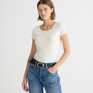 Ivory J.Crew Pointelle short-sleeve T-shirt | J.Crew Factory | KVLSH7853