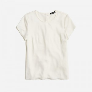 Ivory J.Crew Short-sleeve button-back top in everyday crepe | J.Crew Factory | OPKJT0891