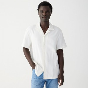 Ivory J.Crew Short-sleeve textured cotton camp-collar shirt | J.Crew Factory | UIWVX0189