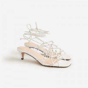 Ivory J.Crew Zadie knotted lace-up kitten heels in metallic leather | J.Crew Factory | JVGBY0794