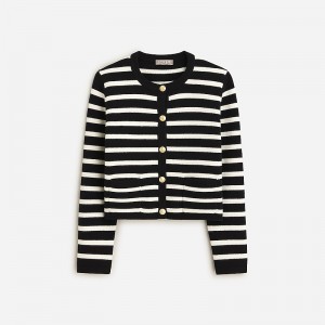 Ivory Navy J.Crew Emilie sweater lady jacket with contrast trim | J.Crew Factory | IETXV3974