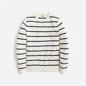 Ivory Navy Stripe J.Crew Cotton piqué-stitch crewneck sweater | J.Crew Factory | RAHND1326