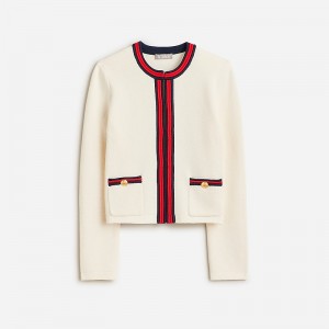 Ivory Red Navy J.Crew Emilie sweater lady jacket with contrast trim | J.Crew Factory | LCIEN0372