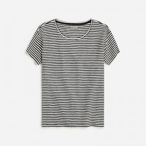 Jade Stripe Black Natur J.Crew Relaxed linen T-shirt | J.Crew Factory | PEONM4635