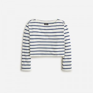 Kara Stripe Ivory Eveni J.Crew Cropped boatneck T-shirt in mariner cotton | J.Crew Factory | HVBGS2570