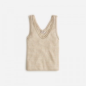 Khaki White Ivory J.Crew Merino-linen blend sweater-tank | J.Crew Factory | FNPMD7051