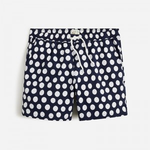 Large Polka Dot Navy Wh J.Crew 6" stretch swim trunk with ECONYL® nylon | J.Crew Factory | SZNFB5149