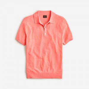 Light Coral J.Crew Short-sleeve cashmere sweater-polo | J.Crew Factory | OICRA6548