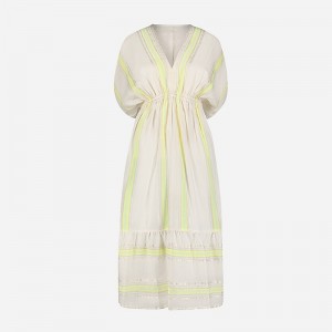 Light Yellow J.Crew lemlem Leila plunge-neck dress | J.Crew Factory | LCWNP9238