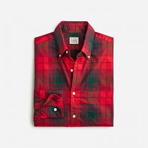 Louie Plaid Red Dk Gree J.Crew Secret Wash cotton poplin shirt | J.Crew Factory | AMBFY4683