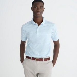 Lt Blue White Par Strip J.Crew Performance polo shirt with COOLMAX® | J.Crew Factory | CIBVM1498