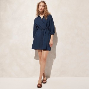 Luna Wash J.Crew Cinched shirtdress in indigo cotton voile | J.Crew Factory | VJUWZ9714