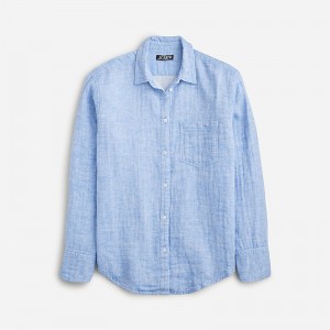 Majestic Sky J.Crew Garçon classic shirt in striped cotton-linen blend gauze | J.Crew Factory | MFLXD0927