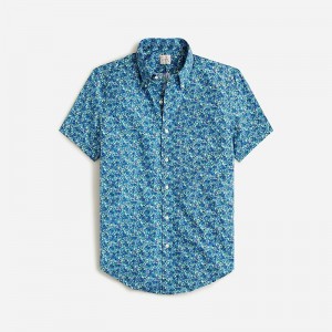 Meadow Floral Blues J.Crew Short-sleeve Secret Wash cotton poplin shirt | J.Crew Factory | QNXBL9615