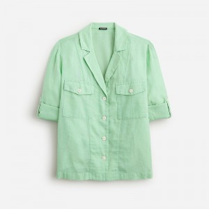 Misty Spearmint J.Crew Camp-collar shirt in featherweight linen blend | J.Crew Factory | PDHIN1456