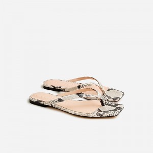 Natural J.Crew New Capri thong sandals in snake-embossed leather | J.Crew Factory | AMGBU4859