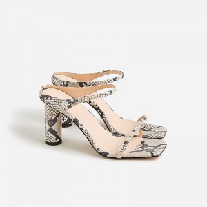 Natural J.Crew Rounded-heel sandals in snake-embossed leather | J.Crew Factory | HOZCV0187