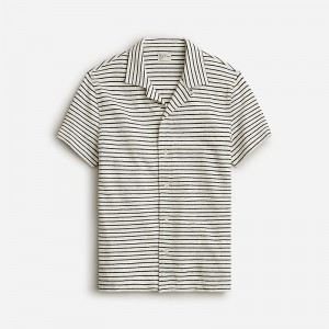 Natural Navy Cramer Str J.Crew Textured camp-collar sweater-tee in stripe | J.Crew Factory | HEZWU0568