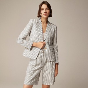 Navy Cream Stripe J.Crew Shrunken-fit blazer in seersucker | J.Crew Factory | GASMZ3917