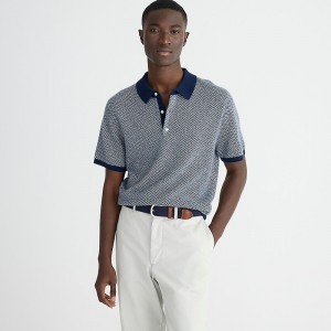 Navy Hthr Vanilla Herr J.Crew Short-sleeve cashmere sweater-polo | J.Crew Factory | ASOKD6925