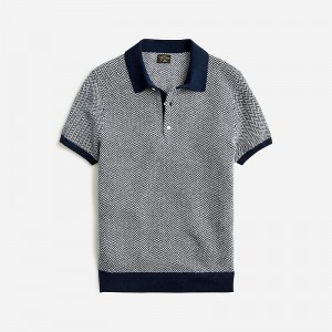 Navy Hthr Vanilla Herr J.Crew Short-sleeve cashmere sweater-polo | J.Crew Factory | LJQCN9427