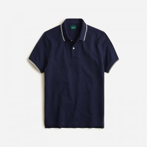 Navy Ivory Dbl Tipped J.Crew Classic piqué polo shirt | J.Crew Factory | AVPNB5480