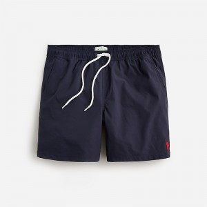 Navy J.Crew 6" embroidered oarsman stretch swim trunk with ECONYL® nylon | J.Crew Factory | IZKAX9642