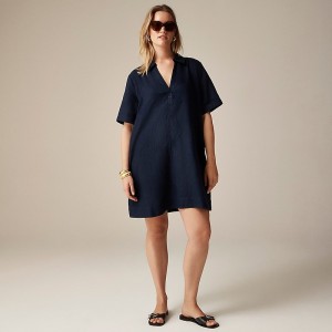 Navy J.Crew Bungalow popover dress linen | J.Crew Factory | RVWKC7056