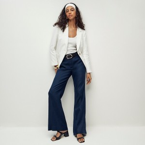 Navy J.Crew Carolina flare pant in stretch linen blend | J.Crew Factory | LZVPS6824