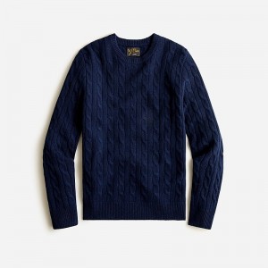 Navy J.Crew Cashmere cable-knit sweater | J.Crew Factory | PCEMG1654