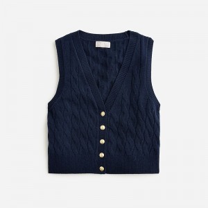 Navy J.Crew Cashmere cropped cable-knit sweater-vest | J.Crew Factory | MROKW3928