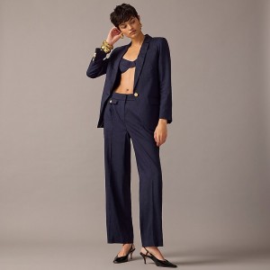 Navy J.Crew Collection side-tab trouser in Italian linen blend | J.Crew Factory | HOPIA7289