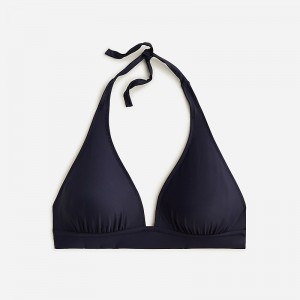 Navy J.Crew DD halter tie-back bikini top with mesh | J.Crew Factory | CKBGU3750