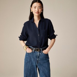 Navy J.Crew Garçon classic double-gauze shirt | J.Crew Factory | MUFTV3174