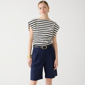 Navy J.Crew High-rise trouser short in city twill | J.Crew Factory | KTHNI7215