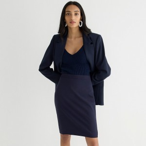 Navy J.Crew No. 2 Pencil® skirt in Italian stretch wool | J.Crew Factory | GOIEZ4371