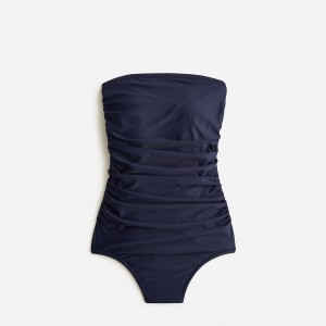 Navy J.Crew Ruched bandeau one-piece swimsuit | J.Crew Factory | DMZCO6207