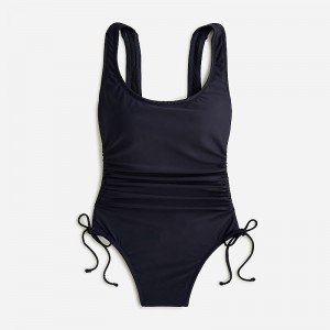 Navy J.Crew Ruched side-tie one-piece swimsuit | J.Crew Factory | RXDVL0835