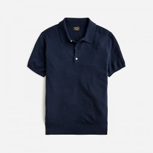 Navy J.Crew Short-sleeve cashmere sweater-polo | J.Crew Factory | MWCKD7423