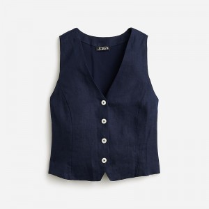 Navy J.Crew Slim-fit linen vest | J.Crew Factory | YUFJW0368